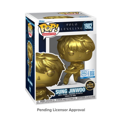Funko Pop Vinyl Figure Solo Leveling Sung Jinwoo Gold Metallic Anime of the Year Exclusive Collectible Number 1982