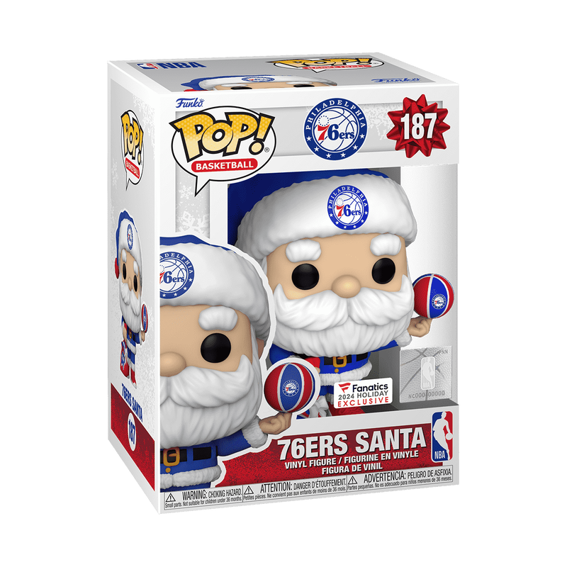 Funko Pop Vinyl Figure: NBA Philadelphia 76ers Santa Claus #187 Fanatics Exclusive 2024 Collectible
