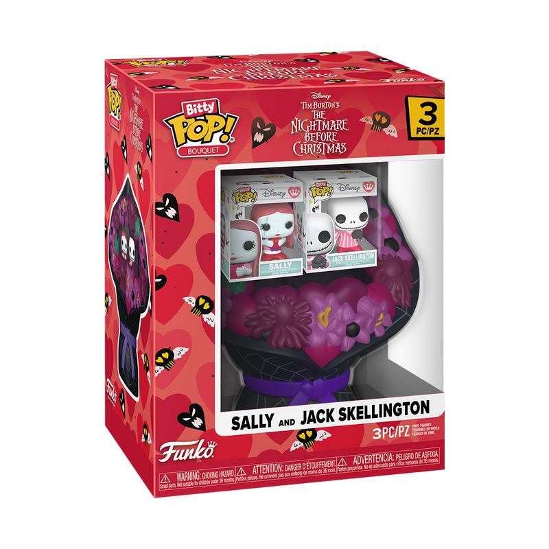 The Nightmare Before Christmas Valentines Sally and Jack Skellington Funko Bitty Pop! Mini-Figure Bouquet